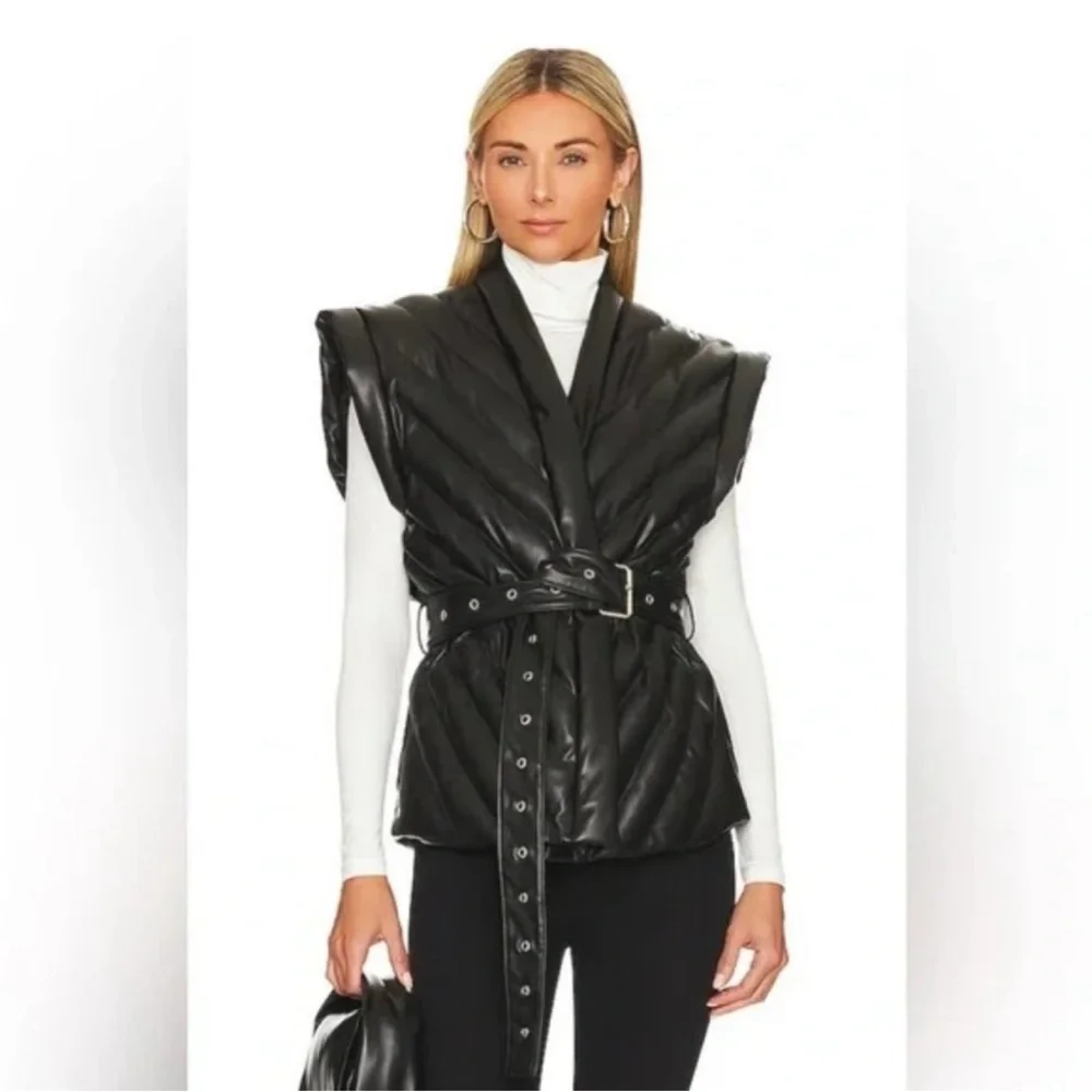 Blank NYC Black Belted Quilted Vest - Picture 1 of 3